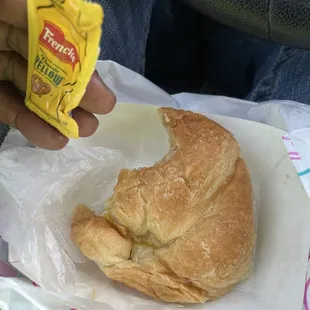 Sausage, egg, and cheese croissant.