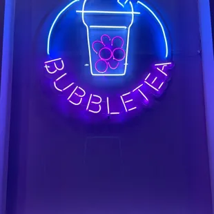 a bubble tea neon sign