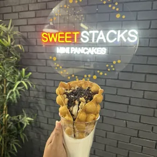 Cookie dough bubble waffle cone