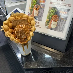 Lotus bubble waffle cone