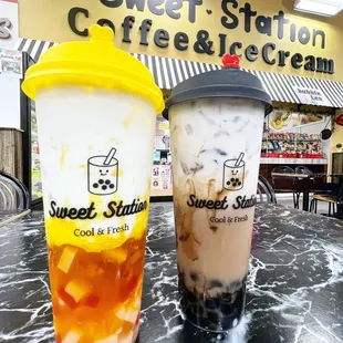 Mango milk and signature milk tea
