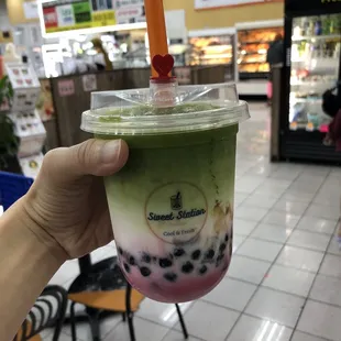 Pink milk matcha
