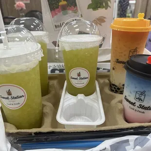 Fresh Sugar Cane drink so refreshing  We also got Thai tea, taro milk tea &amp; pink blue sky everything was so refreshing &amp; yummy.