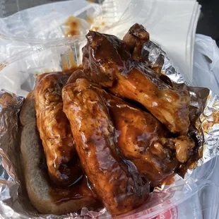 The Wednesday special BBQ wing "sandwich"!