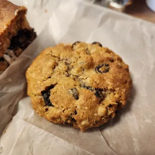 a cookie and a half eaten sandwich