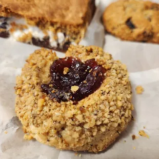 a close up of a cookie with a bite taken out of it
