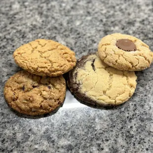 COOKIES!! Bottom left Fig walnut outstanding!!, Peanut butter, black &amp; white, chocolate PB incredible textures on all!