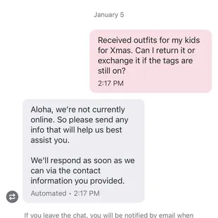 Still no reply. Doesn't have return policy for in store online.