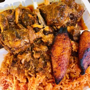 Brown Stew Chicken with Jollof Rice