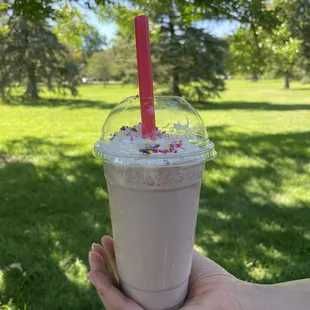 Birthday cake ice cream milkshake