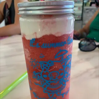 Strawberry Green Tea w/ cheese foam