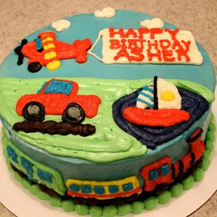 Planes, Trains and Automobiles Birthday Cake