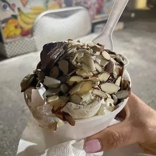 a person holding a spoon