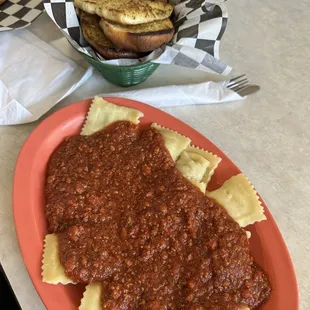 Beef Ravioli with 8" Garlic Bread