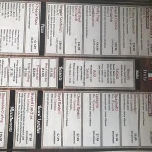 The menu