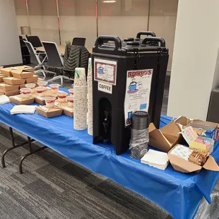 a table with a variety of coffees