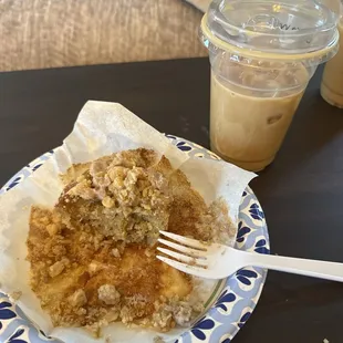 Coffee cake Muffins &amp; iced Caramel latte