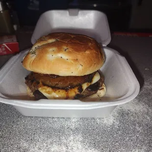 Hawaiian burger teriyaki Patty bacon and pineapple