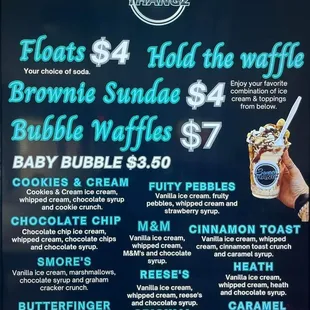 Dessert menu