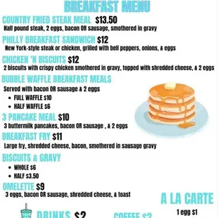 Breakfast menu