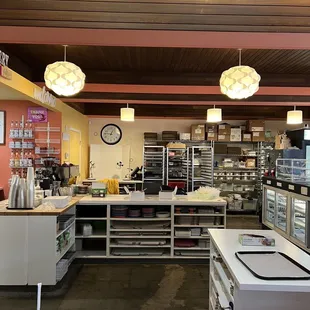 the interior of a bakery