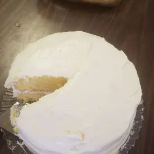 a cake with a slice taken out of it