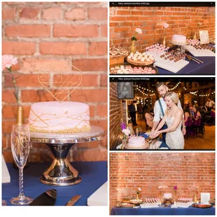 a couple cutting their wedding cake