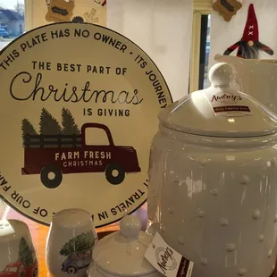 Canisters, cookie plates, assorted dishware.