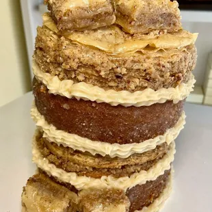 a stack of cakes on a table