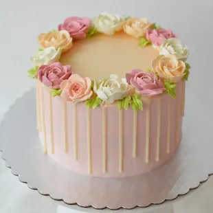 Pistachio Rose cake with white chocolate ganache