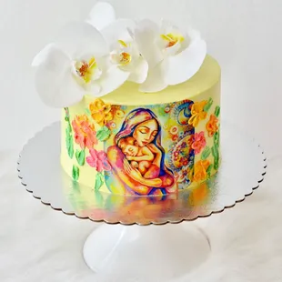 a cake decorated with flowers