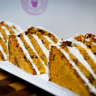 four slices of carrot cake