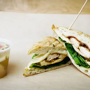 a sandwich and a drink