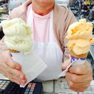Peach and banana cones