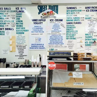 the menu for sweet tooth candies