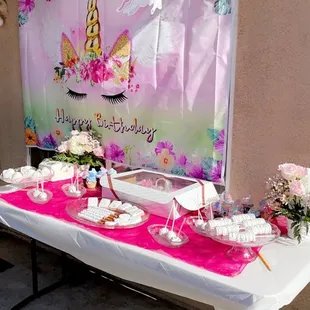  table set up for a birthday party