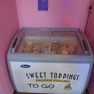 To-go freezer in the back corner.