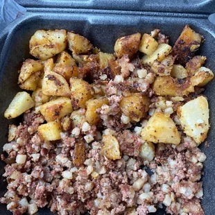 Corned beef hash and home fries