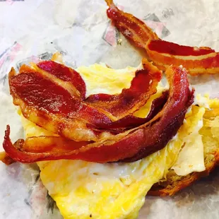 Bacon on breakfast sandwich