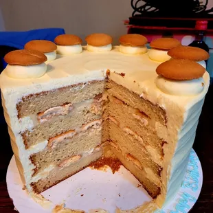 a cake with a slice taken out of it