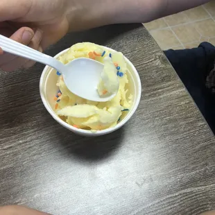 Vanilla gelato with sprinkles