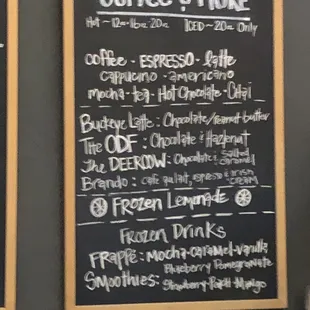 Current menu as of November 2019.
