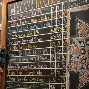 a menu on a chalkboard