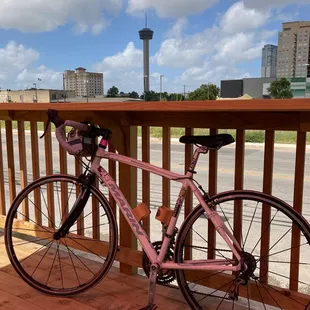 Outdoor patio facing Tower of America's
