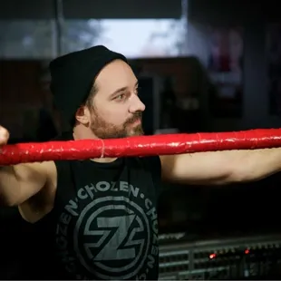 A still shot of #coach Zach during a videoing of a drum-off at the #gym