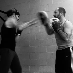 Training a cast member I MOTOWN the musical at Sweet Z&apos;s Gym in Kansas City