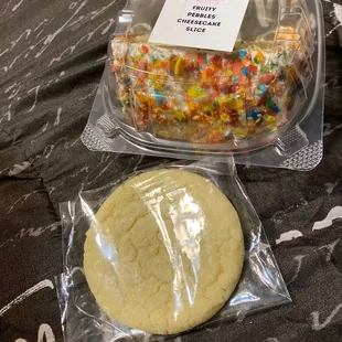 Fruity Pebbles Cheesecake Slice very delicious  & a Sugar Cookie nice size and very delicious