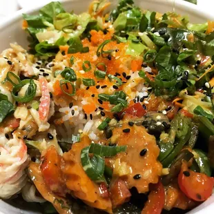 a bowl of asian food