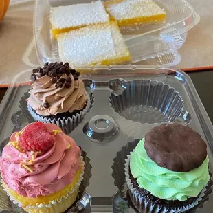 Yummy cupcakes and lemon bars. I was able to walk in and pick these up. Delicious!! Then Thin mint is definitely my favorite.