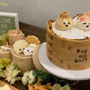 Steamed Buns themed Gender Reveal Cake